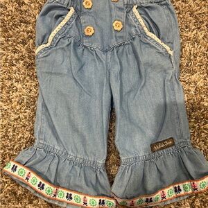 Matilda Jane Blue Ruffle Bottoms with Floral Trim